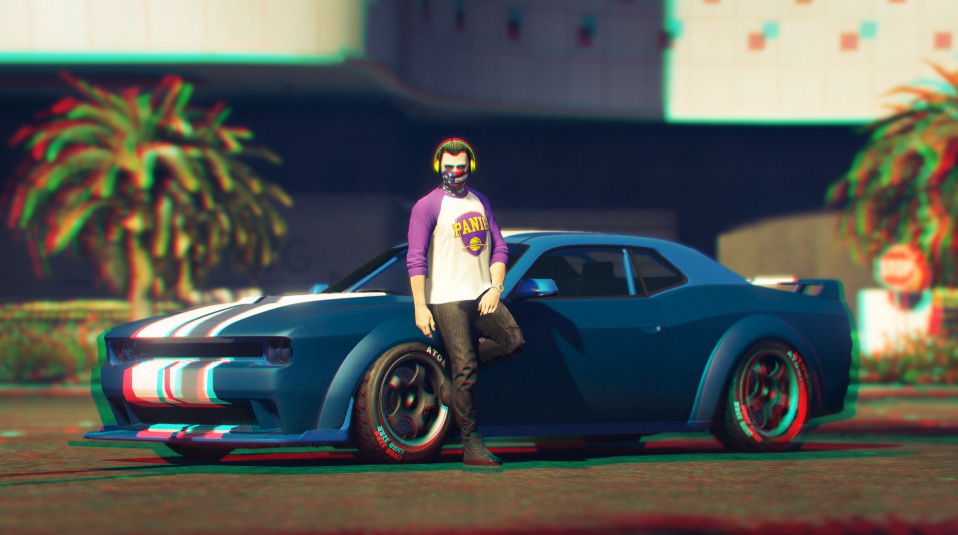 FiveM dude. FiveM male ped posing in front of a Gauntlet vehicle.