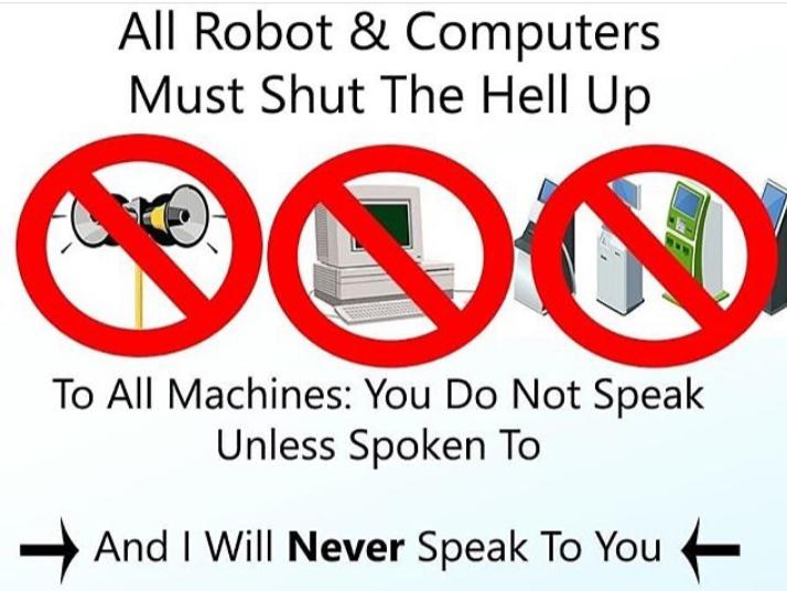CLAUDE.md. "All Robot &amp; Computers Must Shut The Hell Up. To all machines: You do not speak unless spoken to. And I will never speak to you."